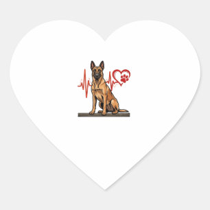 Sticker Cœur Chien de berger belge Battement de coeur Patte Coe