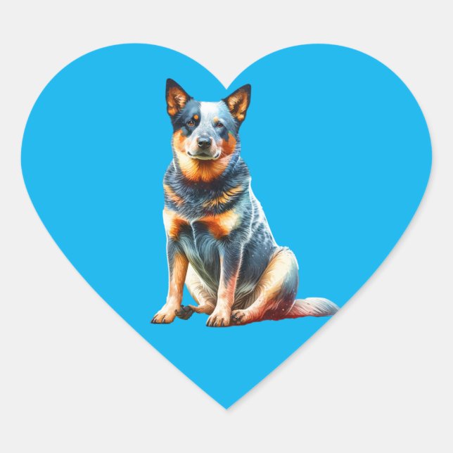 Sticker Cœur Chien de bétail australien (Devant)