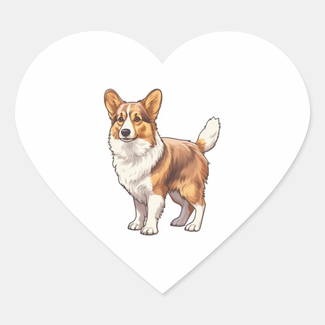 Sticker Cœur Chien de Corgi mignon (Devant)