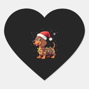 Sticker Cœur Chien de Noël Dachshund Père Noël Xmas Wiener 3