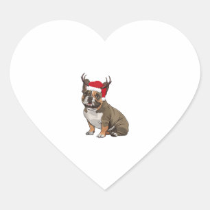 Sticker Cœur Chien de Noël de Noël de Noël de Père Noël