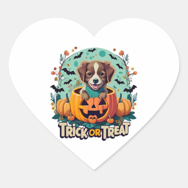 Sticker Cœur Chien d'Halloween 1 (Devant)