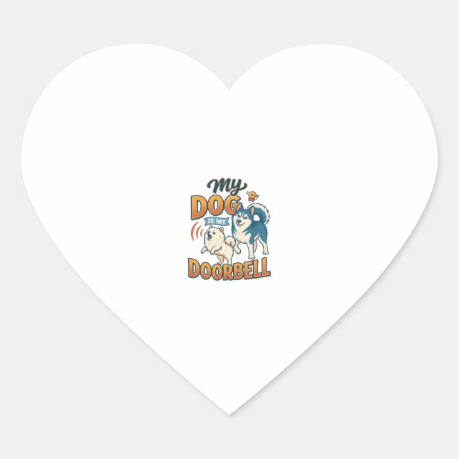 Sticker Cœur Chien Est Sonnette Aboie Blanc Bleu_1 (Devant)
