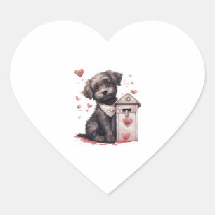 Sticker Cœur Chien livrant l'amour Lettre Saint Valentin Canine