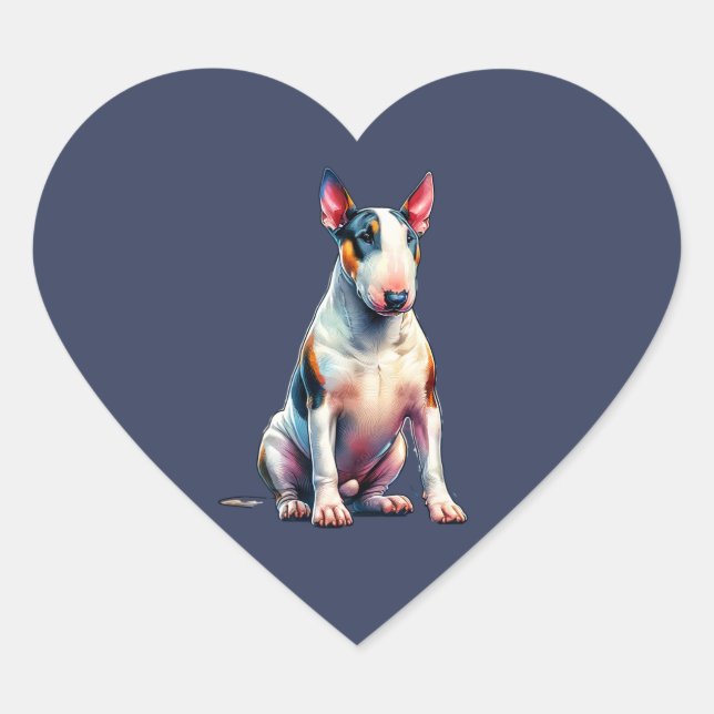 Sticker Cœur Chien miniature Bull Terrier (Devant)