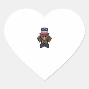 Sticker Cœur Chien Patriotique Gravure Vintage Design de T-Shir