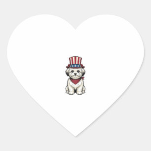 Sticker Cœur Chien Patriotique Gravure Vintage Design Vectoriel