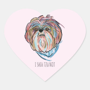 STICKER CŒUR CHIEN PERSONNALISÉ SHIHTZU AJOUTER VOTRE PROPRE