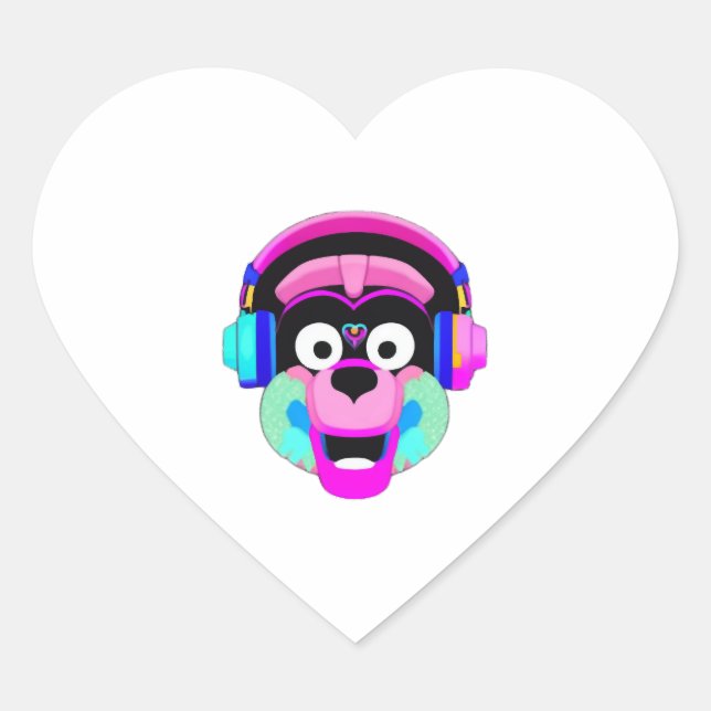 Sticker Cœur Chien portant un casque et s'amuser (Devant)