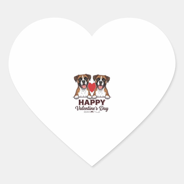 Sticker Cœur Chiens Boxer Joyeuse Saint-Valentin Vintage (Devant)