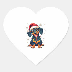 Sticker Cœur Chiens de Dachshund Arbre de Noël Chandail de Noël