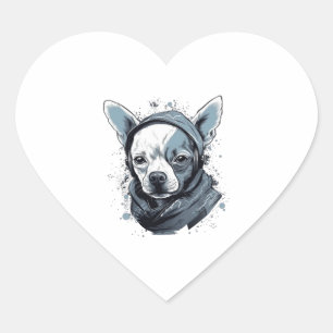 Sticker Cœur Chihuahua Cool Chien Rap Hip-Hop Gangster