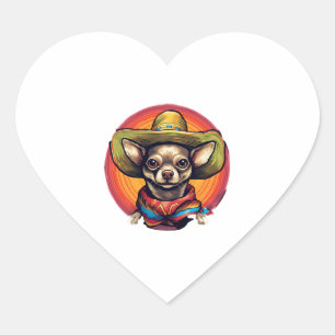 Sticker Cœur Chihuahua Mexique Cinco de Mayo Funny Chien
