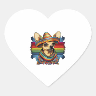 Sticker Cœur Chihuahua Mexique Cinco de Mayo Funny Chien