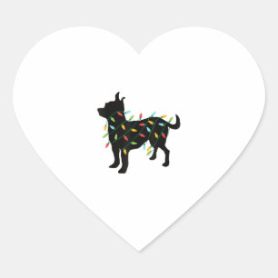 Sticker Cœur Chihuahua Noël lumières Noël Cadeau de Noël pour A