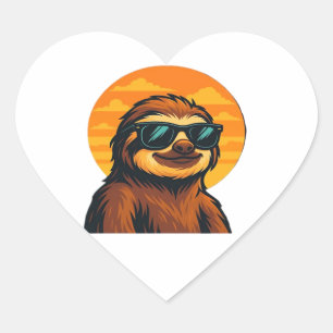 Sticker Cœur Chill Slots avec lunettes de soleil - Retro Sunset