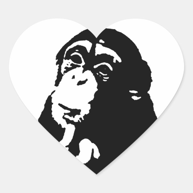Sticker Cœur Chimpanzé Pop Art Thinking (Devant)