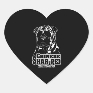 Sticker Cœur Chinois Shar-Pei chien le plus cool jamais mère ch