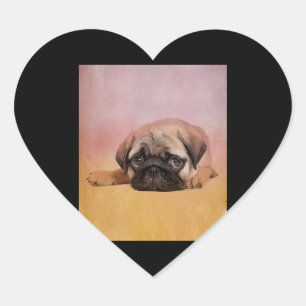 Sticker Cœur Chiot Carlin mignon Cadeau Amoureux de les chien
