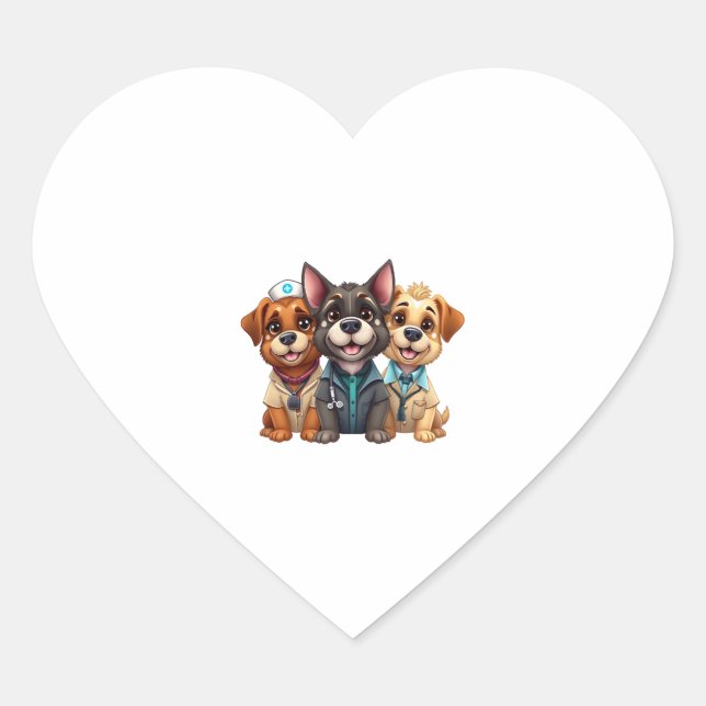 Sticker Cœur Chiots (Devant)