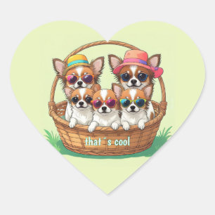 Sticker Cœur Chiouahua chiots cool
