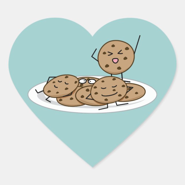 Sticker Cœur Chocolat Chip Cookies assiette au four dessert (Devant)