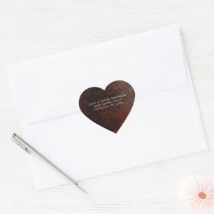 Sticker Cœur Chocolat foncé Brown Mariage en cuir