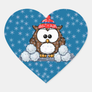 Sticker Cœur chouette d'hiver