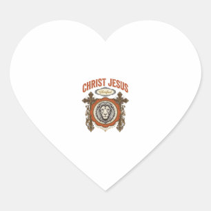 Sticker Cœur Christ Jésus Lion Vintage Foi