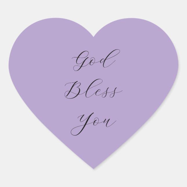 Sticker Cœur Christian 'Dieu vous bénisse' Noir Script Violet  (Devant)