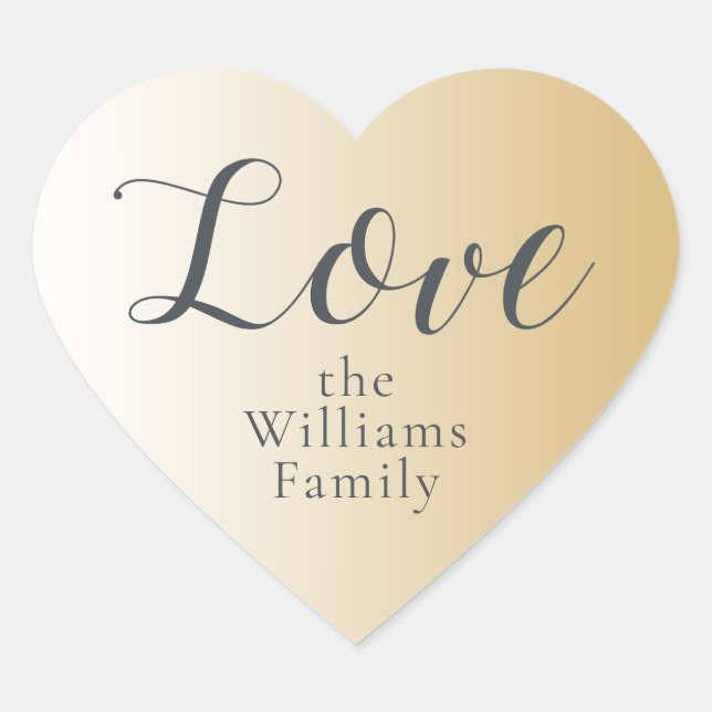 Sticker Cœur Christmas Love Nom personnalisé Shiny Gold Ombre H (Devant)