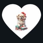 Sticker Cœur Christmas Pekingese<br><div class="desc">Christmas Pekingese</div>