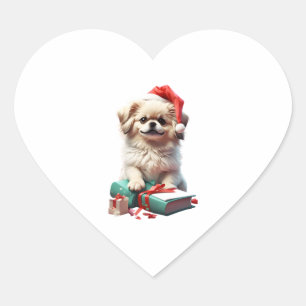 Sticker Cœur Christmas Pekingese