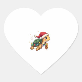 Sticker Cœur Christmas Sea Turtle Santa Xmas Men Women Boys Gir