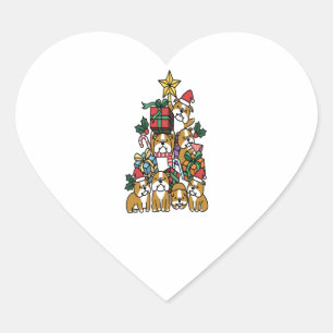 Sticker Cœur Christmas Tree English Bulldog