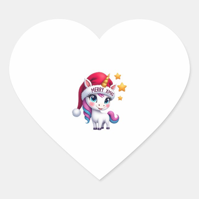 Sticker Cœur Christmas Unicorn T-Shirt (3) (Devant)