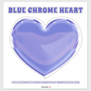 Sticker Coeur Chrome bleu