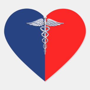 Sticker Cœur Chrome Comme Caduceus Symbole Médicale Ligue Décor