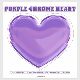 Sticker coeur Chrome en Métal Violet
