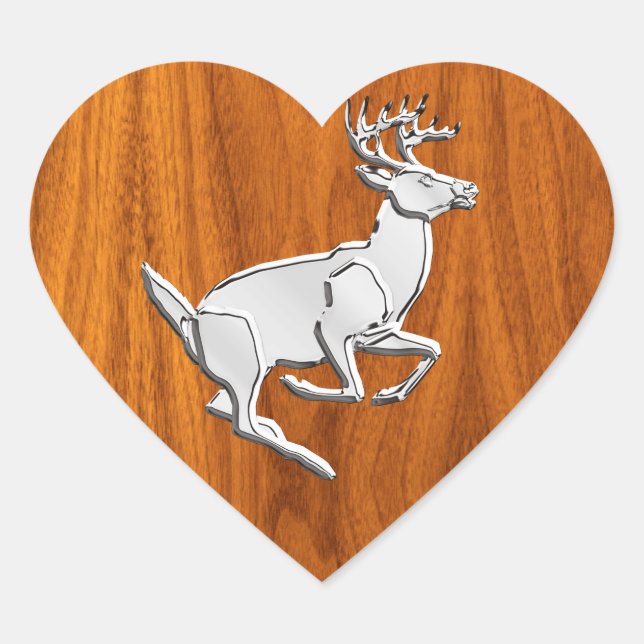 Sticker Cœur Chrome Like Running Deer on Fine Teak (Devant)