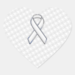 Sticker Cœur Chrome White Ribbon Sensibilisation sur Houndstoot