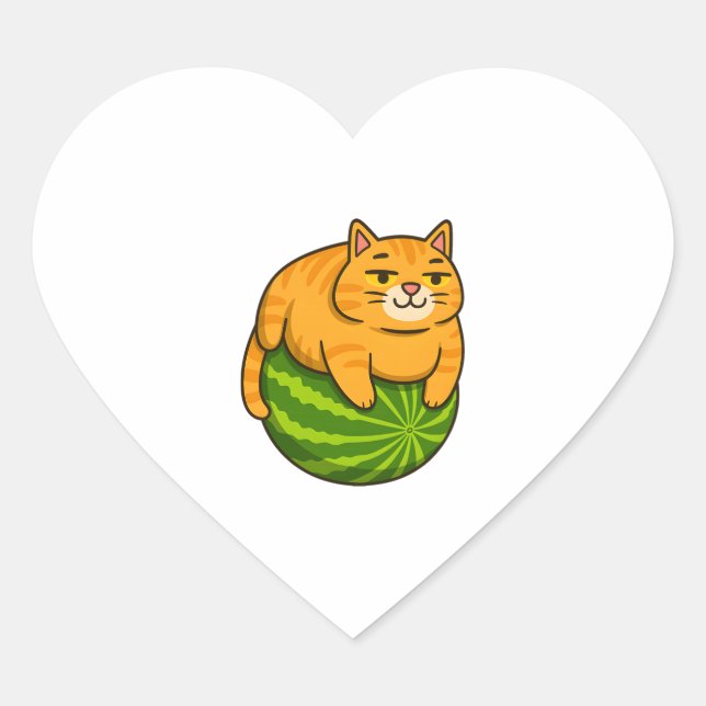 Sticker Cœur Chubby Chat sur Watermelon Meme Shirt (Devant)