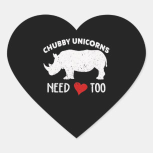 Sticker Cœur Chubby Unicorns A Besoin D'Amour À Rhino Rhinocero