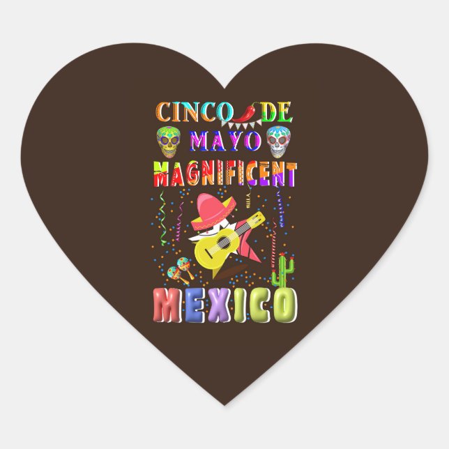 Sticker Cœur Cinco de Mayo Magnifique Mexique (Devant)