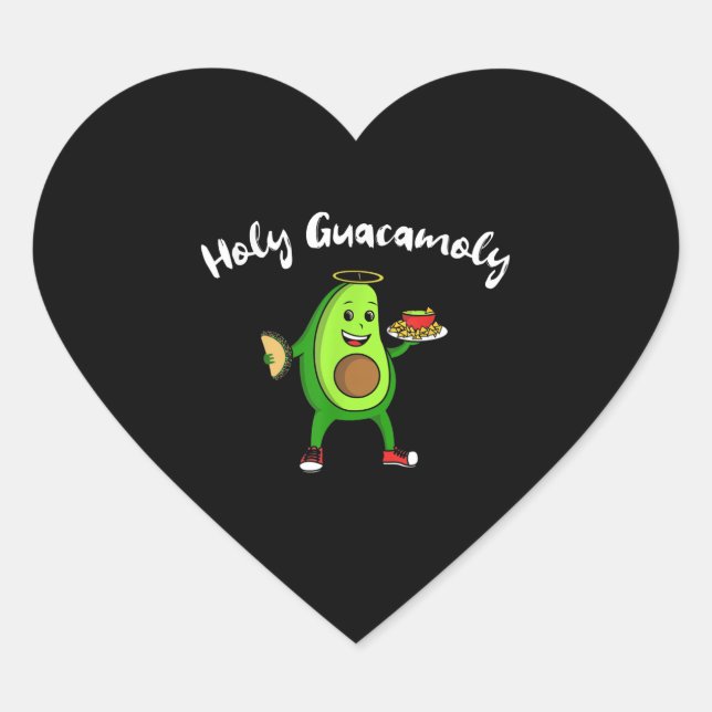 Sticker Cœur Cinco de Mayo Saint Guacamole Avocado Taco Food (Devant)