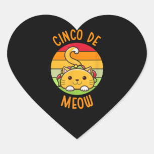 Sticker Cœur Cinco De Meow Cinco De Mayo Funny Tacos Cat Lover