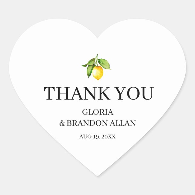 Sticker Cœur Citron jaune Mariage moderne (Devant)