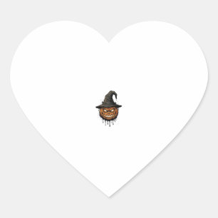 Sticker Cœur Citrouille Chapeau de Sorcière Vintage Graphique H