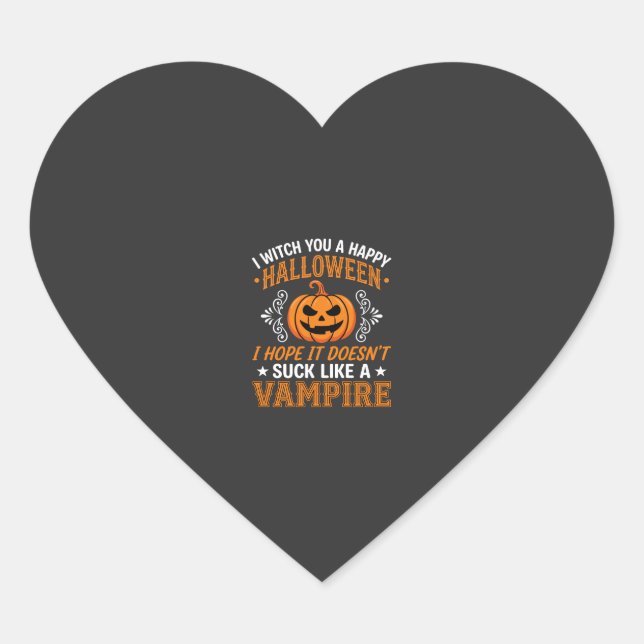 Sticker Cœur Citrouille de vampire drôle d'Halloween (Devant)