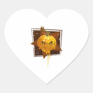 Sticker Cœur Citrouille d'Halloween